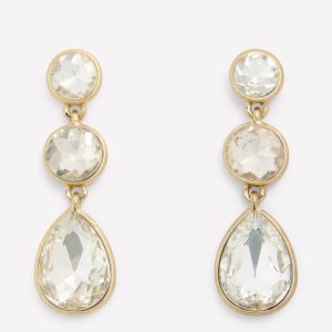 Small Jewel Drop Earrings-Clear