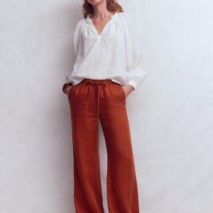 Islington Linen Pants-Burnt Orange