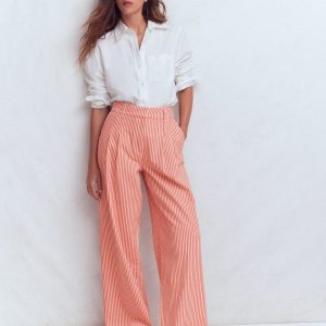 Kensington Wide Leg Pants-Red Ticking Stripe