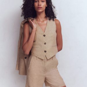 Belgravia Linen Shorts-Amphora Chambray