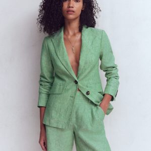 Kensington Linen Shorts-Aloe Green Chambray