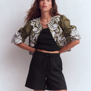 Islington Linen Shorts-Black