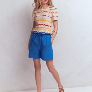 Islington Linen Shorts-Kingfisher Blue