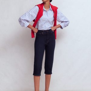 5-pocket Capri Jeans-Indigo