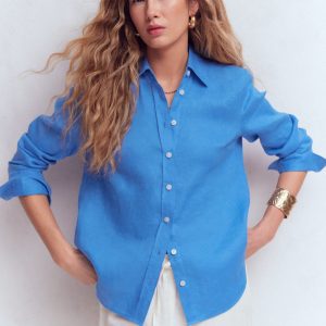 Sienna Linen Shirt-Regatta Blue