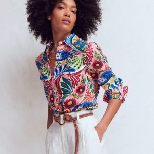 Sienna Linen Shirt-Multi. Enchanted Paisley