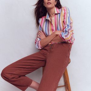 Sienna Linen Shirt-Pink. Green. Purple Multi