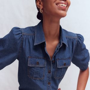 Short Sleeve Denim Top-Light Vintage