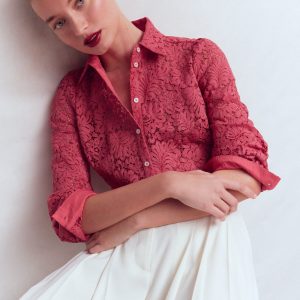 Cara Lace Shirt-Cherry Blush