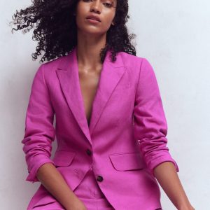 Stamford Linen Blazer-Passion Flower